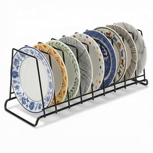 High Modern 9-Section Stainless Steel Plate Stand for Kitchen Cabinet Countertop | <b>Dish</b> Organizer <b>Rack</b> | Durable Portable - Product Image 1