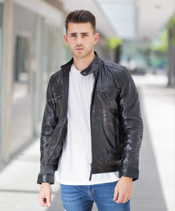 Veste d'hiver unisexe en cuir de vachette véritable de haute qualité, OEM ODM, écologique, imperméable, respirante, col montant, personnalisable - Product Image 1