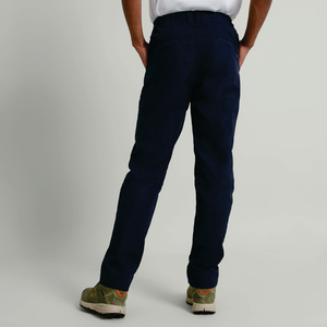 Men Navy Straight Fit Casual <b>Trousers</b> <b>Elastic</b> <b>Waist</b> Breathable Polyester Cotton Oxford Fabric Side Pockets Right Leg Logo - Product Image 3