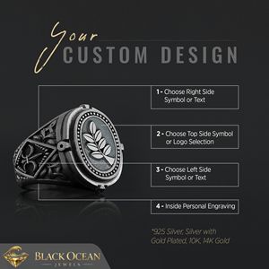 Anillo Masónico BOJ 046 Personalizado de Plata con Diamantes, Anillo de Graduación Universitaria Unisex, Regalo para Fiestas y Ocasiones Especiales, Precio Bajo - Product Image 3