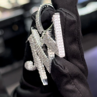 Pendentif Lettre JW Style Hip-Hop en Argent 925 Plaqué Rhodium avec Micro-Incrustation de Strass en Cristal, Charme Unisexe pour Usage Quotidien