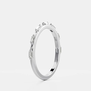 0.56CT Baguette Moissanite Diamond <b>Ring</b> 925 Silver 14k Gold Half Eternity Band Floating Straight Baguette Wedding <b>Stacking</b> <b>Ring</b> - Product Image 1
