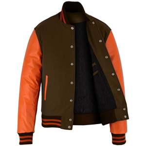 Ropa de invierno, chaqueta de invierno, chaquetas estilo universitario de cuero/lana para venta en línea a precio económico - Product Image 3