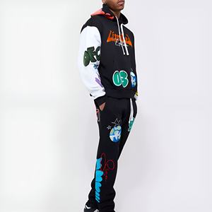 Conjunto de Sudadera con Capucha y Pantalones de Chándal de Forro Polar para Hombre, Estilo Casual Urbano, Corte Relajado de Dos Paneles, Ropa de Invierno, Logotipo Personalizado, Venta al por Mayor a Granel - Product Image 1