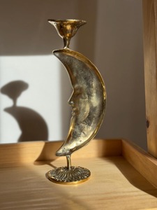 Portavelas artístico de metal con diseño de luna, ideal para decoración del hogar, dormitorio y como regalo, procedente de la India. - Product Image 2