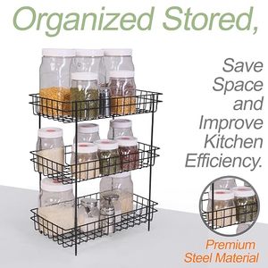 Estante de Almacenamiento de Especias de Tres Niveles, Tipo Vertical, Organizador de Cocina Minimalista para Especias y Frascos - Product Image 5