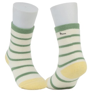 Men's Crew <b>Socks</b> Striped Green White Cotton Knitted Breathable Spring Daily Wear - Product Image 3