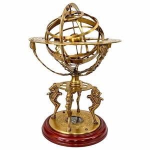 Sphère armillaire en laiton faite à la main, décoration nautique vintage - Product Image 1