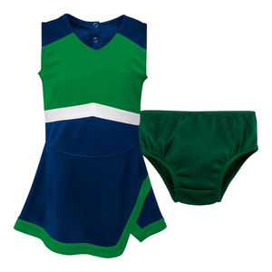 Conjunto de Uniforme de Animadora para Niñas, 2 Piezas, Vestido Línea A y Braguitas, Verde Bosque, Azul Marino, Disfraz Escolar - Product Image 1