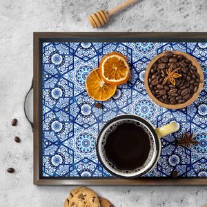Bandeja Rectangular de Madera para Servir con Asas Metálicas, Bandeja Multiusos Natural para Decoración y Servir Postres para Invitados - Product Image 4