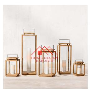 Linterna de vela de aluminio de alta calidad, forma de diamante de madera hecha a mano, último diseño, recién llegado, centros de mesa de boda, decoración - Product Image 1