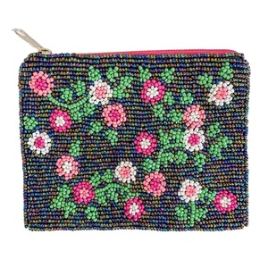 À la mode à la main perlée broderie fleur Mini sac à fermeture éclair belle à la mode élégant élégant Premium et fantaisie choix de l'Inde - Product Image 1