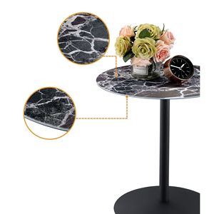 Tavolino da ca 17,5 pollici con piano in marmo nero testurizzato, eleganti tavolini da caffè - Product Image 3