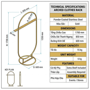 Porte-vêtements métallique de luxe avancé, pliable, portable, robuste, sur pied, OEM ODM Vietnam - Product Image 4