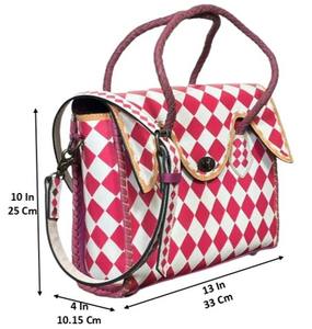 Bolso Tote de Cuero Hecho a Mano, Diseño a Cuadros Rosa y Blanco, Elegante Bolso de Mano para Mujer, Bolso Bandolera, Bolso de Viaje, Bolso de Trabajo - Product Image 2