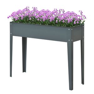 "Sturdy Dark Grey 40" X 12" X 32" Metal Raised Garden <b>Planter</b> <b>Box</b> with Drainage-Durable Outdoor Gardening Solution" - Product Image 1