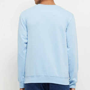 Men's <b>Light</b> Blue Crew <b>Neck</b> Knitted Pullover Regular Fit Long Sleeve Casual Autumn Wear - Product Image 2