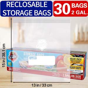 Lot de 30 sacs de conservation alimentaire refermables ultra-résistants pour trier et conserver les aliments frais - Product Image 2