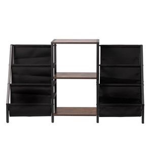 Support de tourne-disque en métal à 3 niveaux avec porte-disques en bois et bacs en tissu, étagère de présentation pour tourne-disque - Product Image 1