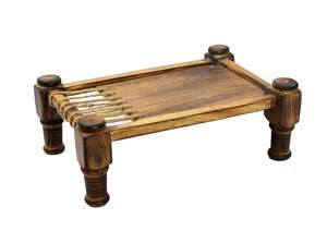 Bandeja Rectangular de Madera Sólida con Forma de Cuna | Bandeja Estilo Charpai/Khaat para Té, Café, Desayuno y Aperitivos - Product Image 2