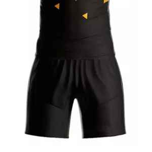 Shorts de sport pour homme, imprimé géométrique noir, polyester respirant, taille élastique, pour toutes les saisons - Product Image 6