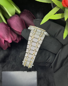 Luxury Square VVS Moissanite Yellow Gold Quartz <b>Watch</b> | ETA | Antique Business Style | Iced <b>Skeleton</b> Presidential Design | - Product Image 4