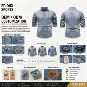 เสื้อเชิ้ตผู้ชายแบบลำลอง ดีไซน์ปกพับได้ตามสั่ง คุณภาพดี ผลิตแบบ OEM ขั้นต่ำในการสั่งซื้อน้อย - Product Image 4