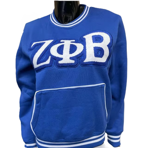 Sweat-shirt décontracté pour femme en chenille avec lettres Zeta Phi Beta, logo frontal, manches longues et poche kangourou – Collection Hiver - Product Image 1