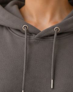 Sudadera con Capucha Oversize para Mujer, Color Gris, con Estampado Floral, de Algodón y Felpa, Manga Larga, Estilo Casual Urbano - Product Image 3