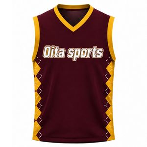Customized Maroon Gold Volleyball Sleeveless Shirt Team Sportswear Athletic Jersey Top Training Match Uniform Performance - Product Image 1
