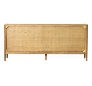 Aparador Moderno Minimalista de Madera de Teca Sólida con Acabado Natural, Mueble de Almacenamiento con Cajones y Puerta Doble - Product Image 4