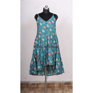 Robe moulante mi-longue en coton écologique à imprimé floral pour femme, style bohème vintage moderne, décontractée pour l'été - Product Image 1