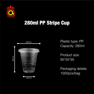 QUANG QUAN marque Vietnam prêt à l'expédition jetable simple paroi PP plastique rayé 95mm diamètre tasses transparentes 16/20/24oz café - Product Image 4