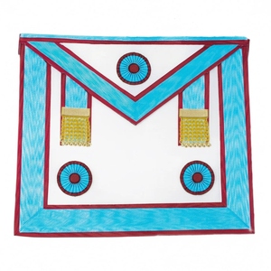 Delantal Masónico Laudertey Rite Past Master con Ribete Turquesa y Rosetas Bordadas - Product Image 6