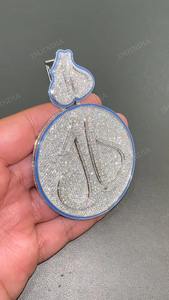 Colgante de tres letras GGG con incrustaciones de diamantes, moissanita talla baguette y pera, colgante grande personalizado, joyería de lujo estilo hip hop - Product Image 5