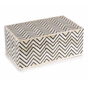 Caja de Almacenamiento de Joyas Decorativa Rectangular con Incrustaciones de Hueso Hecha a Mano, con Organizador - Product Image 5