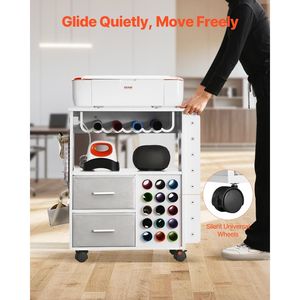 Carrello portaoggetti in vinile 15 bianco con 2 cassetti artigianato e tavolo - Product Image 5