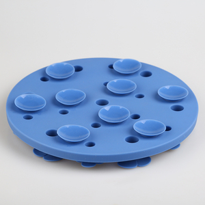 Bol à nourriture pour animaux de compagnie en silicone, design anti-anxiété, motif floral, forme ronde bleue, pour chiens et chats - Product Image 5