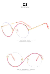 Lmamba 95781 Luxury Trendy Custom Logo Blue <b>Eyeglasses</b> <b>Frame</b> Optical Eyewear Blue Light Blocking Round Glasses - Product Image 6