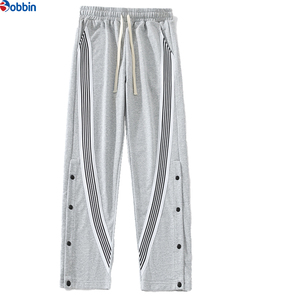 BOBBIN INDUSTRIES New Fashion Comfortable Vintage Side Button Striped Patchwork Canvas Summer <b>Mens</b> Trendy Drawstring Loose - Product Image 1