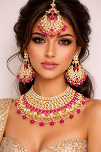 Indian Royal Kundan Gold Plated Bridal Engagement Wedding Anniversary Party Women's Ethnic Zinc Alloy Traditional Necklace Sets - Product Image 2