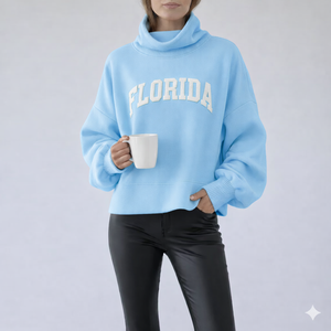 Women Breathable Anti-shrink Autumn/Winter Loose Fit Mockneck Fleece <b>Sweatshirt</b> Oversize Casual <b>Long</b> Sleeve Fashion Wear - Product Image 5