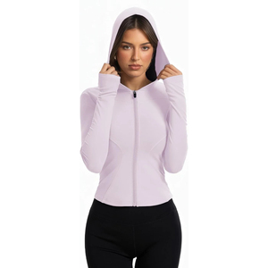 Breathable 100% Polyester Women's Long Sleeve Mesh Sports ZIP <b>Jacket</b> Pockets For <b>Yoga</b> Jogging Running Women's <b>Yoga</b> <b>Jacket</b> - Product Image 2