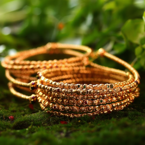 Temple Matte Gold Kada Bangles 2x6 Cultural Collectible Jewelry - Product Image 1