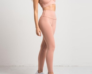 New Skin Color Full Length Yoga <b>Leggings</b> Black Geometric <b>Stitch</b> Seamless Four-Way Stretch Spandex Polyester Pants - Product Image 2