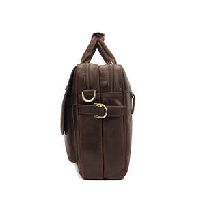 Crazy Horse Leather Casual Briefcase Retro Men Multi Pocket Laptop <b>Bag</b> Rugged Vintage Office Carry with Smart Organizer Design - Product Image 4