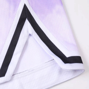 Custom Sublimated Basketball Jersey Set Crew Neck Sleeveless Gradient Purple White Quick Dry Unisex Adult Sport Wear - Product Image 4