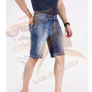 Shorts en jean décontractés pour homme, coupe droite, taille mi-haute, délavage clair, style streetwear estival, en vente en ligne - Product Image 4