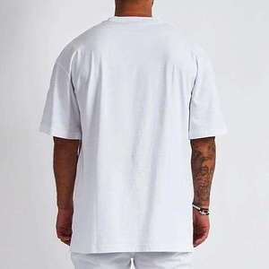 Custom <b>Neutral</b> High Quality 100% Cotton Knitted Short Sleeve Oversized Drop-shoulder Fitness Sport T-shirt Screen <b>Printed</b> Men's - Product Image 5