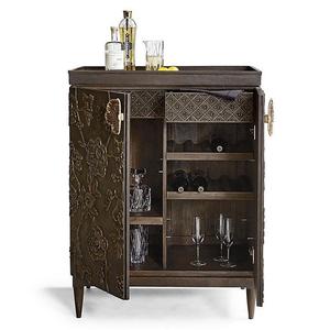 Meuble bar encastré vintage en teck avec casier à vin à 4 compartiments et rangement - Product Image 5
